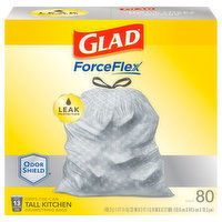 Glad Drawstring Bags, Tall Kitchen,13 Gallon, 80 Each