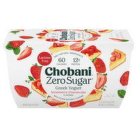 Chobani Yogurt, Greek, Nonfat, Zero Sugar, Strawberry Cheesecake Flavored