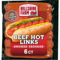 Hillshire Farm Beef Hot Smoked Sausage with Spicy Red Pepper, 6 Links
