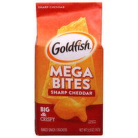 Goldfish Snack Crackers, Baked, Sharp Cheddar, Big & Crispy, Mega Bites - 5.9 Ounce