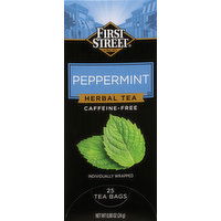 First Street Herbal Tea, Caffeine-Free, Peppermint, Bags - 25 Each