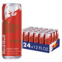 Red Bull Red Edition Energy Drink, Watermelon, with 114mg Caffeine plus Taurine & B Vitamins, 12 Fl Oz, 24 Each