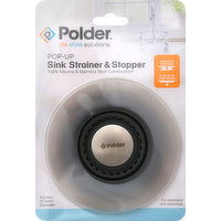 Polder Strainer & Stopper, Sink, Pop-Up - 1 Each