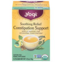 Yogi Constipation Support, Caffeine Free, Soothing Relief, Tea Bags - 16 Each