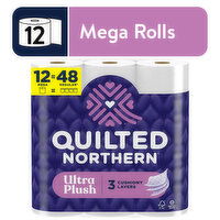 Quilted Northern Toilet Paper, Unscented, Mega Rolls, 3-Ply - 12 Each