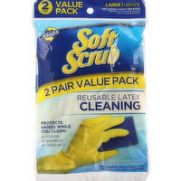 Soft Scrub Gloves, Cleaning, Reusable Latex, Large, Value Pack - 2 Each