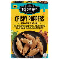 Del Corazon Crispy Poppers, Jalapeno Bacon, Mild Spicy, 7 Ounce