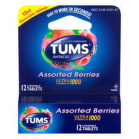 Tums Antacid, Ultra Strength, 1000 mg, Chewable Tablets, Assorted Berries - 12 Each