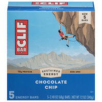 Clif Bar Energy Bars, Chocolate Chip - 5 Each