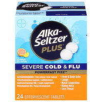 Alka-Seltzer Plus Cold & Flu, Severe, Citrus Flavor, Effervescent Tablets, 24 Each