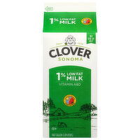 Clover Sonoma Milk, 1% Lowfat - 0.5 Gallon