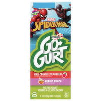 Go-Gurt Yogurt, Fat Free, Wall Crawler Strawberry/Heroic Punch, Marvel Spider-Man, 8 Each