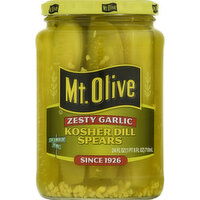 Mt Olive Pickles, Kosher Dill Spears, Zesty Garlic - 24 Ounce