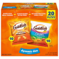 Goldfish Snack Crackers, Baked, Dynamic Duo Variety, Xtra Cheddar/Cheddar, 20 On the Go Packs - 20 Each