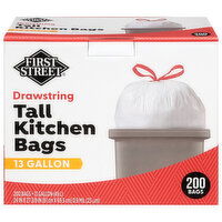 First Street 13 Gallon Tall Kitchen Drawstring Bags - 200 Each