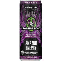 Sambazon Energy Drink, Acai Berry Passion Fruit, Jungle Love - 12 Fluid ounce