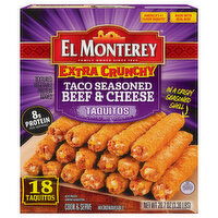 El Monterey Taquitos, Beef & Cheese, Taco Seasoned, Extra Crunchy - 18 Each