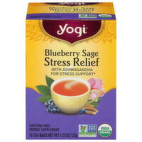 Yogi Stress Relief, with Ashwagandha, Tea Bags, Blueberry Sage, 16 Each