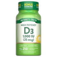 Nature's Truth High Potency Softgels 1000 IU (25 mcg) D3 - 250 Each