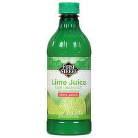 First Street 100% Juice, Lime, 16 Ounce