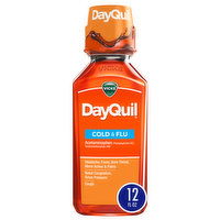 Vicks DayQuil Cold & Flu, Liquid Over-the-Counter Medicine, 12 Oz - 12 Ounce