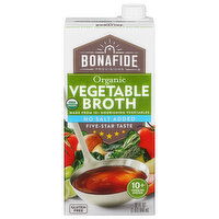 Bonafide Provisions Vegetable Broth, Organic, No Salt Added, 32 Fluid ounce