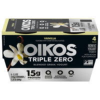 Oikos Triple Zero Yogurt, Vanilla, Blended, Greek, Nonfat - 4 Each