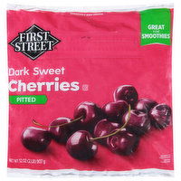 First Street Cherries, Dark Sweet, Pitted - 32 Ounce