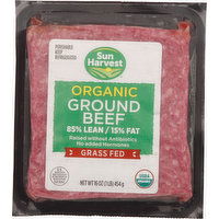 Sun Harvest Beef, Ground, Organic, 85%/15%, 16 Ounce