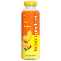 Lemon Perfect Lemon Water, Organic, Zero Sugar, Peach - 15.2 Fluid ounce