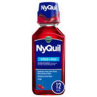 Vicks NyQuil Cold & Flu, Over-the-Counter Medicine, Cherry, 12 FL OZ