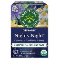 Traditional Medicinals Herbal Supplement, Organic, Nighty Night, Chamomile & Passionflower, Tea Bags - 16 Each