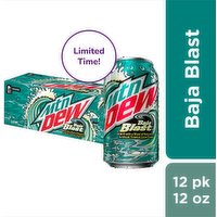 Mtn Dew Mtn Dew Baja Blast Dew Natural and Artificial Tropical Lime Flavor 12 Fl Oz 12 Count Can, 12 Each