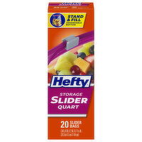 Hefty Slider Bags, Storage, Quart, 20 Each