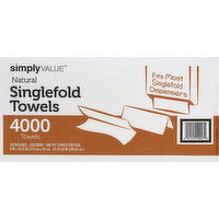 Simply Value Towels, Singlefold, Natural, One-Ply - 16 Each