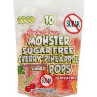 Budget Saver Monster Pops, Sugar Free, Slushed, Cherry-Pineapple, 10 Each