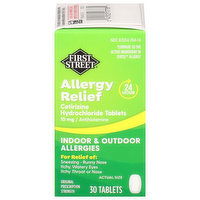 First Street Allergy Relief, Indoor & Outdoor, 10 mg, Tablets - 30 Each