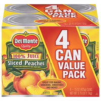 Del Monte Peaches, Sliced, Value Pack - 4 Each