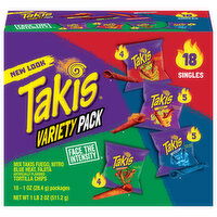 Takis Tortilla Chips, Mix Takis Fuego/Nitro Blue Heat/Fajita, Variety Pack, 18 Each