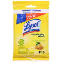 Lysol Disinfecting Wipes, Lemon & Lime Blossom Scent, To Go - 15 Each