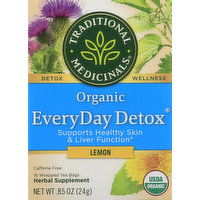 Traditional Medicinals Herbal Supplement, Organic, Everyday Detox, Lemon, Tea Bags - 16 Each