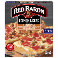 Red Baron French Bread Singles 3 Meat Pizzas - 2 Each