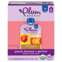 Plum Organics Organic Stage 2 (6+ months) Peach, Banana + Apricot Baby Food - 4 Each