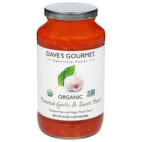 Dave's Gourmet Pasta Sauce, Organic, Roasted Garlic & Sweet Basil - 24 Ounce