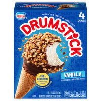 Drumstick Vanilla Frozen Dairy Dessert Cones - 4 Each