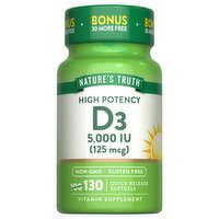 Nature's Truth Softgels 125 mcg High Potency Vitamin D3 - 130 Each