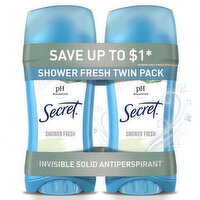 Secret Invisible Solid Antiperspirant and Deodorant, Shower Fresh, Twin Pack - 5.2 Ounce
