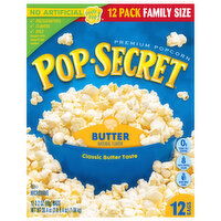 Pop-Secret Popcorn, Premium, Butter, Family Size, 12 Pack, 12 Each