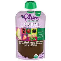 Plum Organics 4 Food Group Blend Pear, Black Bean, Cherry, Blackberry, Strawberry, Oat + Spinach - 4 Ounce