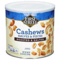 First Street Halves & Pieces Roasted & Salted Cashews - 46 Ounce